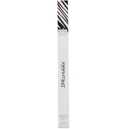 眼線筆, 眼睛: Laura Geller, INKcredible, Waterproof Gel Eyeliner Pencil, Blackbird, 0.01 oz (0.4 g)