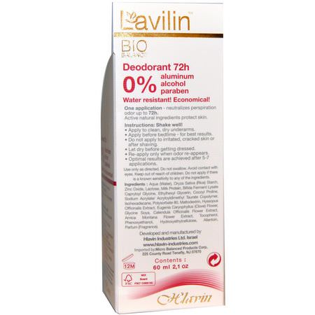 浴缸除臭劑: Lavilin, 72h Deodorant, 2.1 oz (60 ml)