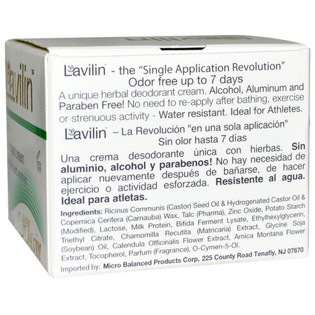 除臭劑, 足部噴霧劑: Lavilin, Bio Balance, Foot Deodorant Cream for Men and Women, 12.5 g