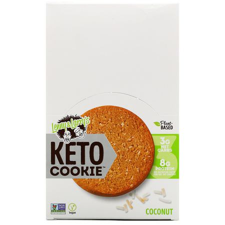 蛋白質餅乾, 蛋白質小吃: Lenny & Larry's, Keto Cookies, Coconut, 12 Cookies, 1.6 oz (45 g) Each