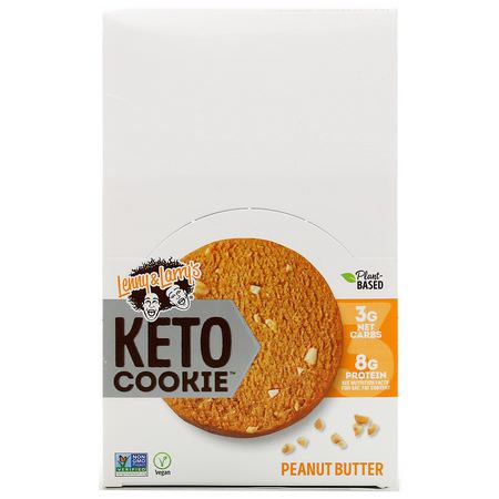 小吃, 蛋白質餅乾: Lenny & Larry's, Keto Cookies, Peanut Butter, 12 Cookies, 1.6 oz (45 g) Each