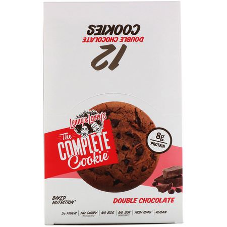 蛋白質餅乾, 蛋白質小吃: Lenny & Larry's, The Complete Cookie, Double Chocolate, 12 Cookies, 2 oz (57 g) Each