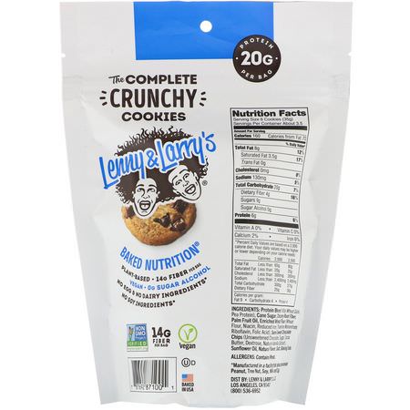 蛋白質餅乾, 蛋白質小吃: Lenny & Larry's, The Complete Crunchy Cookies, Chocolate Chip, 4.25 oz (120 g)