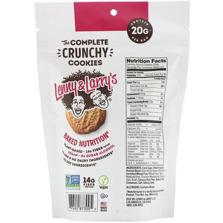 蛋白質餅乾, 蛋白質小吃: Lenny & Larry's, The Complete Crunchy Cookies, Cinnamon Sugar, 4.25 oz (120 g)