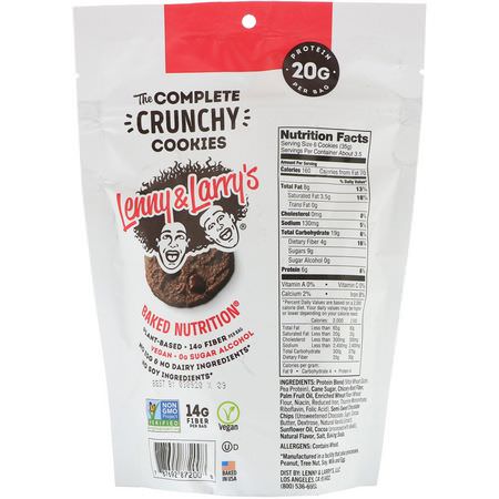 蛋白質餅乾, 蛋白質小吃: Lenny & Larry's, The Complete Crunchy Cookies, Double Chocolate, 4.25 oz (120 g)