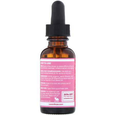 皮膚護理, 洗澡: Leven Rose, 100% Pure & Organic, Maracuja Oil, 1 fl oz (30 ml)