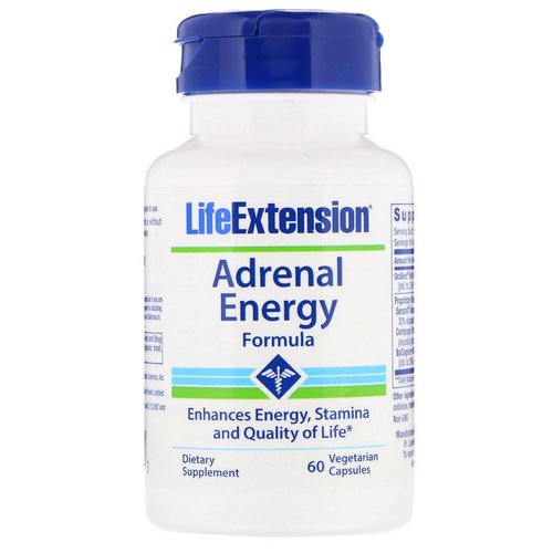 Life Extension, Adrenal Energy Formula, 60 Vegetarian Capsules Review