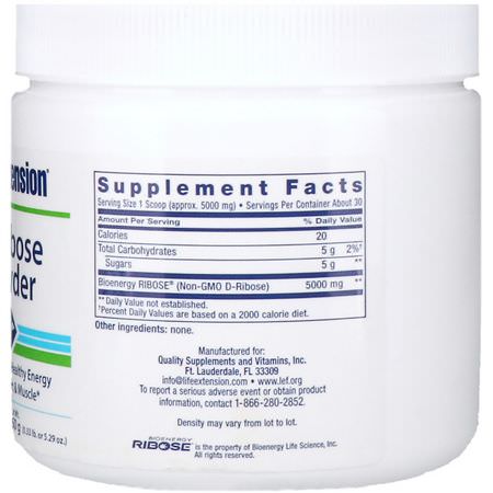 D-核糖, 補充劑: Life Extension, D-Ribose Powder, 5.29 oz (150 g)