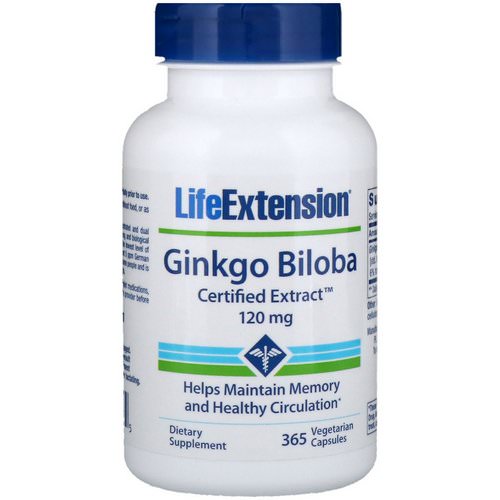 Life Extension, Ginkgo Biloba, Certified Extract, 120 mg, 365 Vegetarian Capsules Review