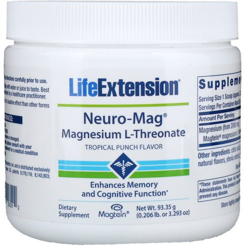 Life Extension, Neuro-Mag, Magnesium L-Threonate, Tropical Punch Flavor, 3.293 oz (93.35 g) Review