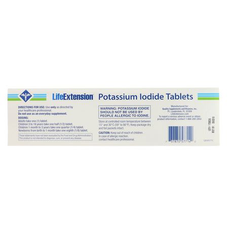 鉀, 礦物質: Life Extension, Potassium Iodide Tablets, 130 mg, 14 Tablets