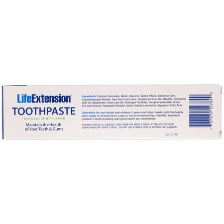 牙膏, 口腔護理: Life Extension, Toothpaste, Natural Mint Flavor, 4 oz (113.4 g)