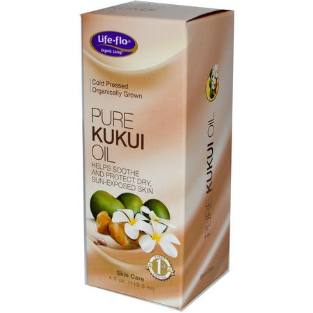 按摩油, 按摩油: Life-flo, Pure Kukui Oil, Skin Care, 4 fl oz (118.3 ml)