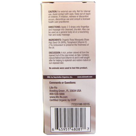 玫瑰果, 按摩油: Life-flo, Pure Rosehip Seed Oil, Skin Care, 1 oz (30 ml)