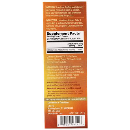 碘, 礦物質: Life-flo, Liquid Iodine Plus, Natural Orange Flavor, 2 fl oz (59 ml)