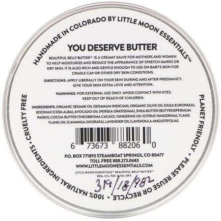 疤痕, 妊娠紋: Little Moon Essentials, Beautiful Belly Butter, Skin Conditioning Salve, 3 oz (85.05 g)