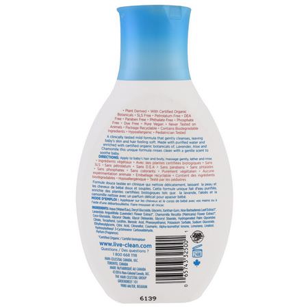 沐浴露, 嬰兒沐浴露: Live Clean, Baby, Gentle Moisture, Tearless Shampoo & Wash, 10 fl oz. (300 ml)