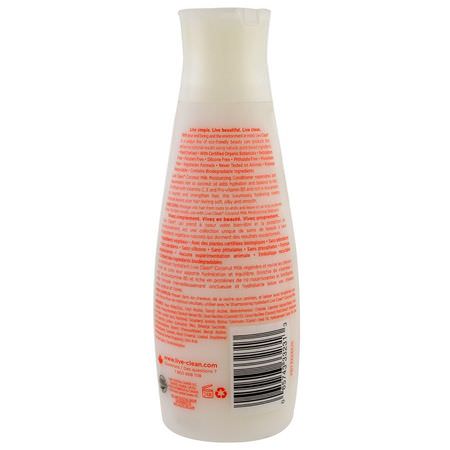 護髮素, 護髮: Live Clean, Moisturizing Conditioner, Coconut Milk, 12 fl oz (350 ml)