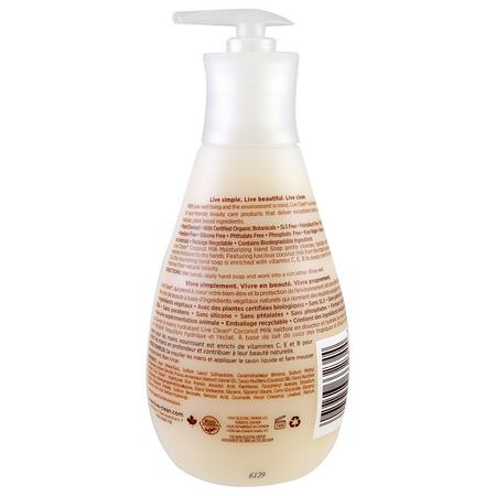 洗手液, 淋浴: Live Clean, Moisturizing Liquid Hand Soap, Coconut Milk, 17 fl oz (500 ml)