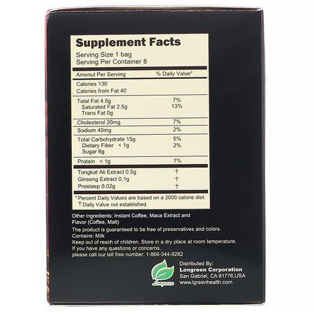中草藥替代咖啡, 速溶咖啡: Longreen, Xpower Coffee for Men, 8 Bags, 6.9 oz (196 g)