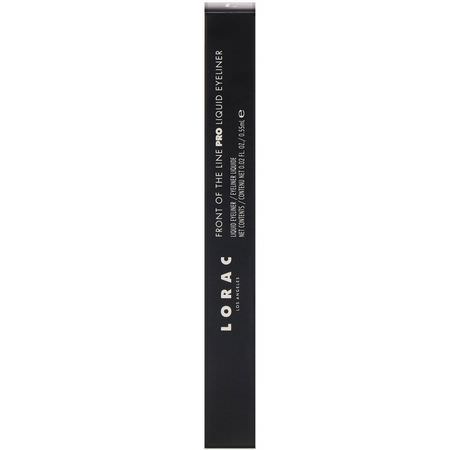 眼線筆, 眼睛: Lorac, Front of the Line, Pro Liquid Eyeliner, Black, 0.02 fl oz (0.55 ml)