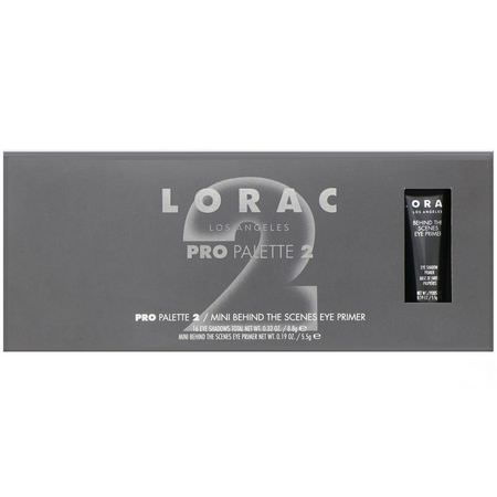 眼底液, 眼影: Lorac, Pro Palette 2 with Mini Behind The Scenes Eye Primer, 0.51 oz (14.3 g)