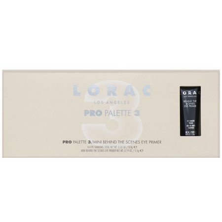 眼底液, 眼影: Lorac, Pro Palette 3 with Mini Behind The Scenes Eye Primer, 0.51 oz (14.3 g)