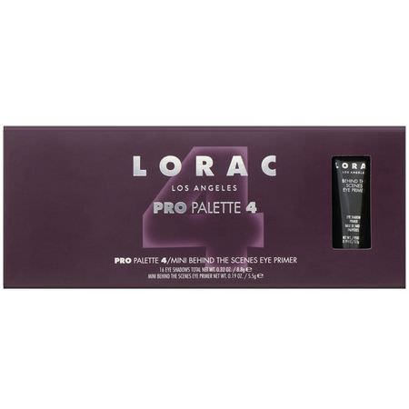 眼底液, 眼影: Lorac, Pro Palette 4 with Mini Behind the Scenes Eye Primer, 0.51 oz (14.3 g)