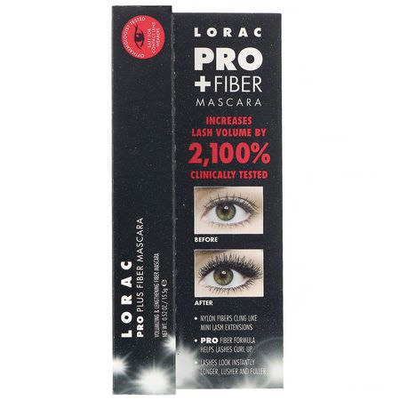 睫毛膏, 眼睛: Lorac, PRO Plus Fiber Mascara, Black, 0.52 oz (15.5 g)