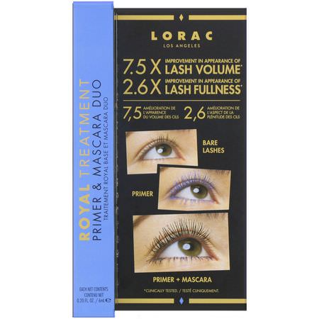 睫毛膏, 眼睛: Lorac, Royal Treatment, Primer & Mascara Duo, 0.20 fl oz (6 ml)