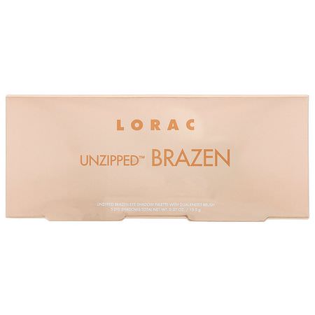 化妝禮品, 眼影: Lorac, Unzipped Brazen Eye Shadow Palette with Dual-Ended Brush, 0.37 oz (10.5 g)
