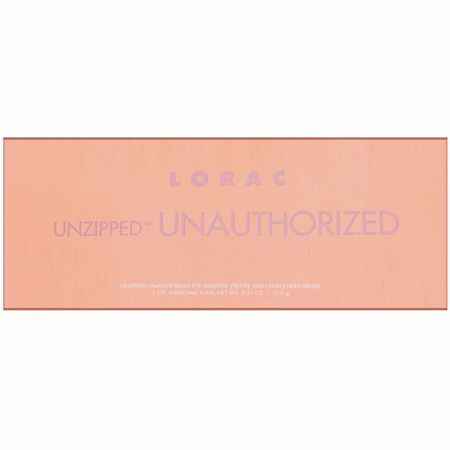 化妝禮品, 眼影: Lorac, Unzipped Unauthorized Eye Shadow Palette with Dual-Ended Brush, 0.37 oz (10.5 g)