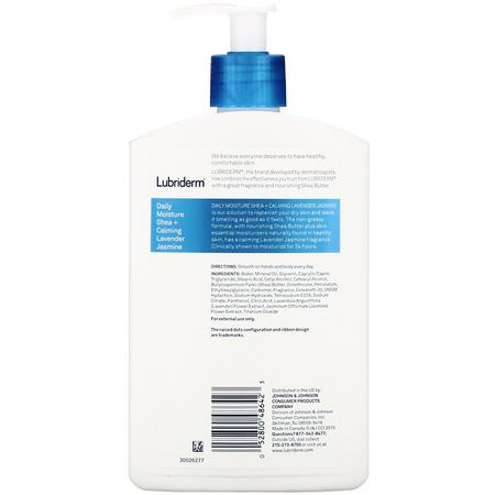 乳木果油, 乳液: Lubriderm, Daily Moisture Lotion, Shea + Calming Lavender Jasmine, 16 fl oz (473 ml)