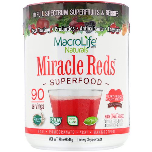 Macrolife Naturals, Miracle Reds, Superfood, Goji- Pomegranate- Acai- Mangosteen, 1.9 lbs (850 g) Review