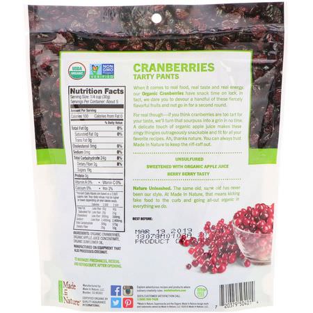 蔬菜小吃, 蔓越莓: Made in Nature, Organic Dried Cranberries, Ripe & Ready Supersnacks, 5 oz (142 g)
