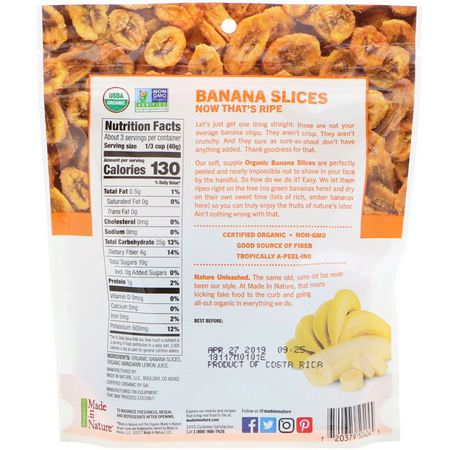 蔬菜零食, 香蕉: Made in Nature, Organic Dried Banana Slices, Soft & Chewy Supersnacks, 4 oz (113 g)