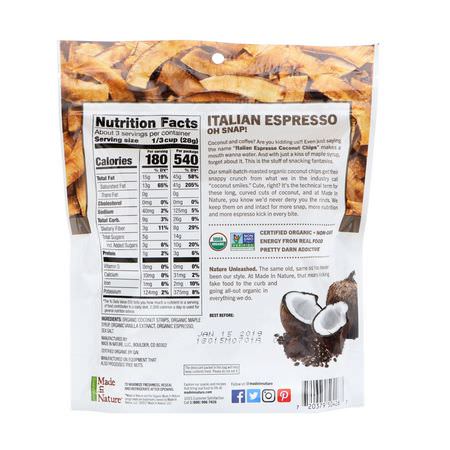 芯片, 零食: Made in Nature, Organic Coconut Chips, Italian Espresso Supersnacks, 3.0 oz (85 g)