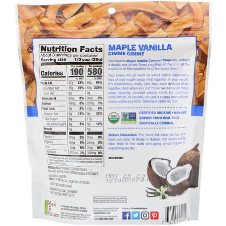 芯片, 小吃: Made in Nature, Organic Coconut Chips, Maple Vanilla Supersnacks, 3 oz (85 g)