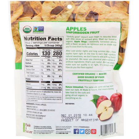 蔬菜小吃, 蘋果: Made in Nature, Organic Dried Apple Rings, Hardcored Supersnacks, 3 oz (85 g)