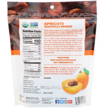 蔬菜零食, 杏乾: Made in Nature, Organic Dried Apricots, In The Buff Supersnacks, 6 oz (170 g)