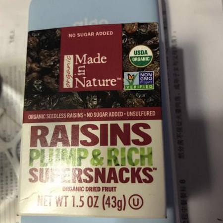 Made in Nature Raisins Fruit Vegetable Snacks - 蔬菜小吃, 葡萄乾, 超級食物