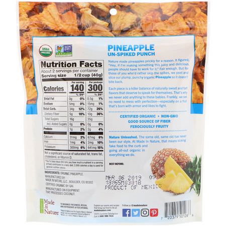 蔬菜小吃, 菠蘿: Made in Nature, Organic Dried Pineapple, Bold & Gold Supersnacks, 3 oz (85 g)