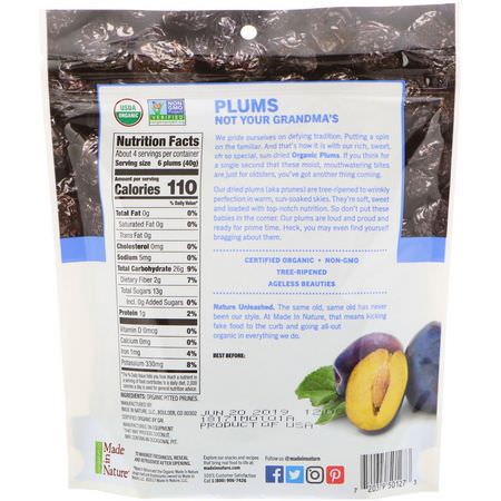 蔬菜零食, 李子: Made in Nature, Organic Dried Plums, Well Pruned Supersnacks, 6 oz (170 g)