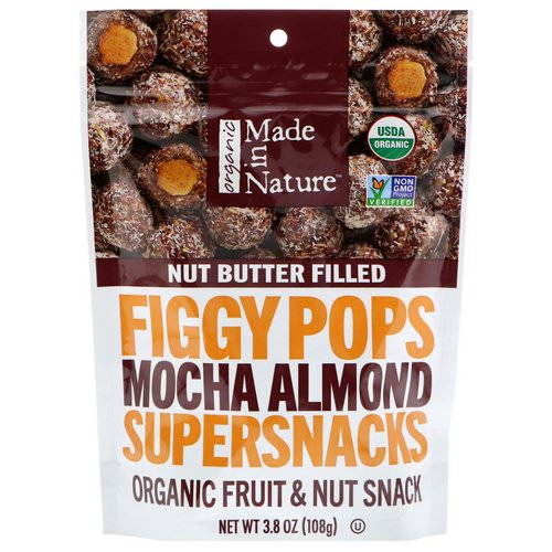 Made in Nature, Organic Figgy Pops, Mocha Almond Supersnacks, 3.8 oz (108 g) Review