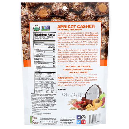 無花果, 無花果: Made in Nature, Organic Figgy Pops, Apricot Cashew Supersnacks, 3.8 oz (108 g)