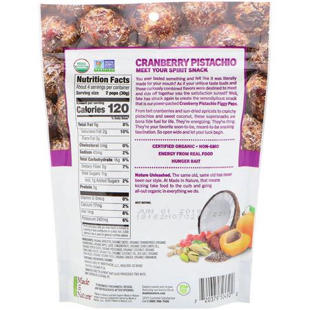 無花果, 蔬菜: Made in Nature, Organic Figgy Pops, Cranberry Pistachio Supersnacks, 4.2 oz (119 g)