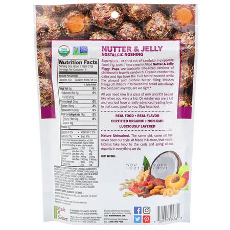 無花果, 無花果: Made in Nature, Organic Figgy Pops, Nutter & Jelly Supersnacks, 3.8 oz (108 g)
