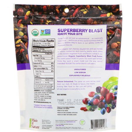 蔬菜零食, 混合水果: Made in Nature, Organic Fruit Fusion, Superberry Blast Supersnacks, 5 oz (142 g)