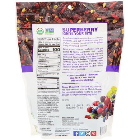 蔬菜零食, 混合水果: Made in Nature, Organic Fruit Fusion, Superberry Supersnacks, 12 oz (340 g)