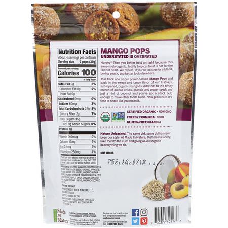 芒果, 蔬菜: Made in Nature, Organic Mango Pops, Sweet & Tangy Supersnacks, 4.2 oz (119 g)